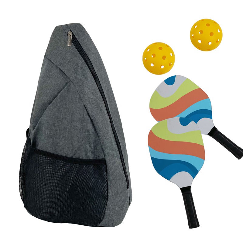 Grey Pickleball Racket Bag with Mesh Pocket